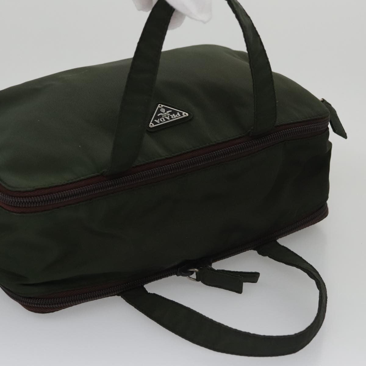Prada Vintage Zip Handbag Tessuto, GREEN, NYLON, Handbag