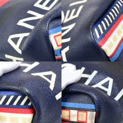 Chanel Le Train Tote Printed Coated Canvas, NAVY, CANVAS, Tote bag
