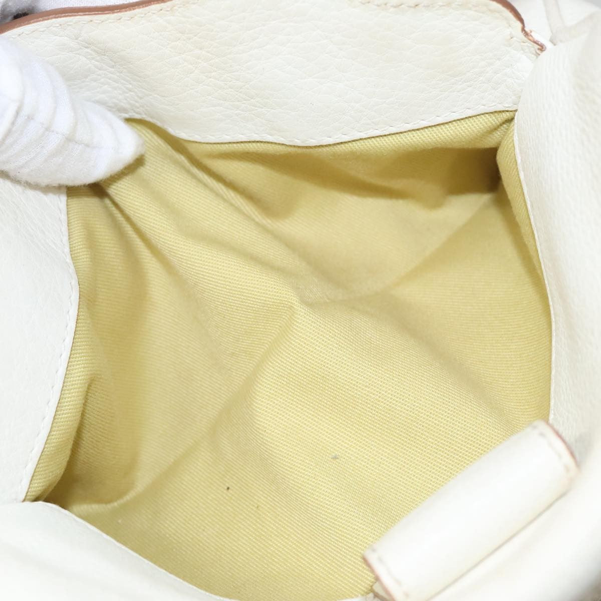 Salvatore Ferragamo Gancini handbag Leather, WHITE, LEATHER, Handbag