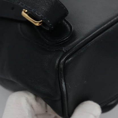 Gucci Vintage Bamboo Backpack Leather, Black, Leather, Backpack