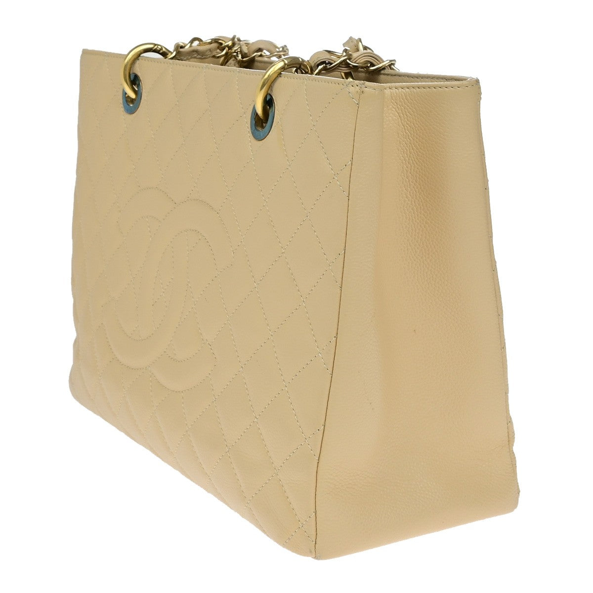 Chanel Grand Shopping Tote Quilted Calfskin, BEIGE, CALFSKIN, Shoulder bag