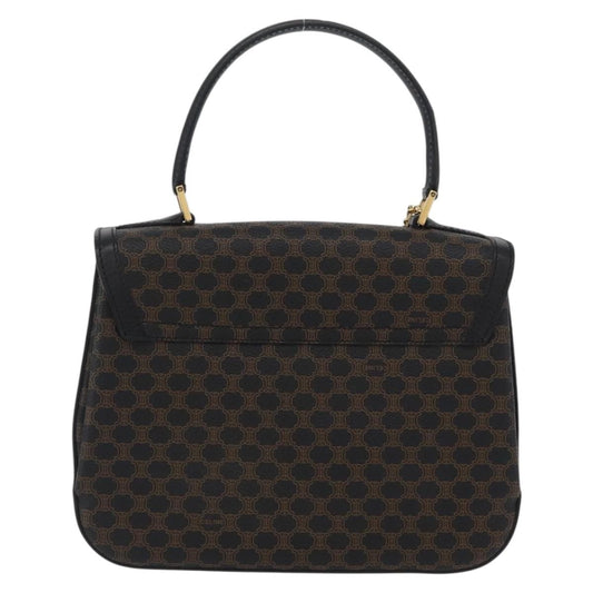 Celine Vintage Convertible Top Handle Bag Macadam Coated Canvas, Black, Canvas, Handbag