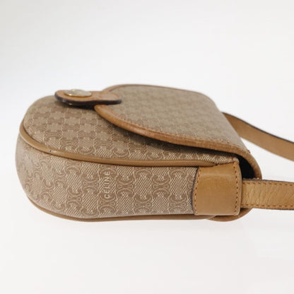 Celine Vintage Macadam Shoulder Bag Canvas and Leather, BEIGE, CANVAS, Shoulder bag