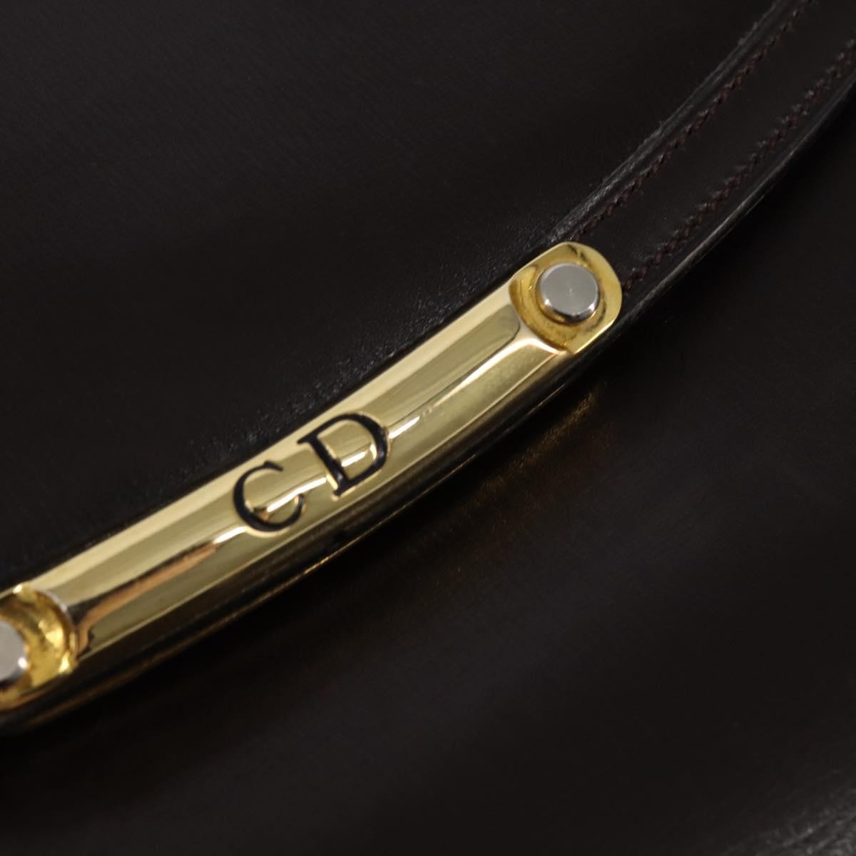 Christian Dior Flap Shoulder Bag Leather, BROWN, LEATHER, Shoulder bag