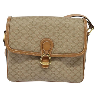Celine Macadam Shoulder Bag Canvas, BEIGE, CANVAS, Shoulder bag