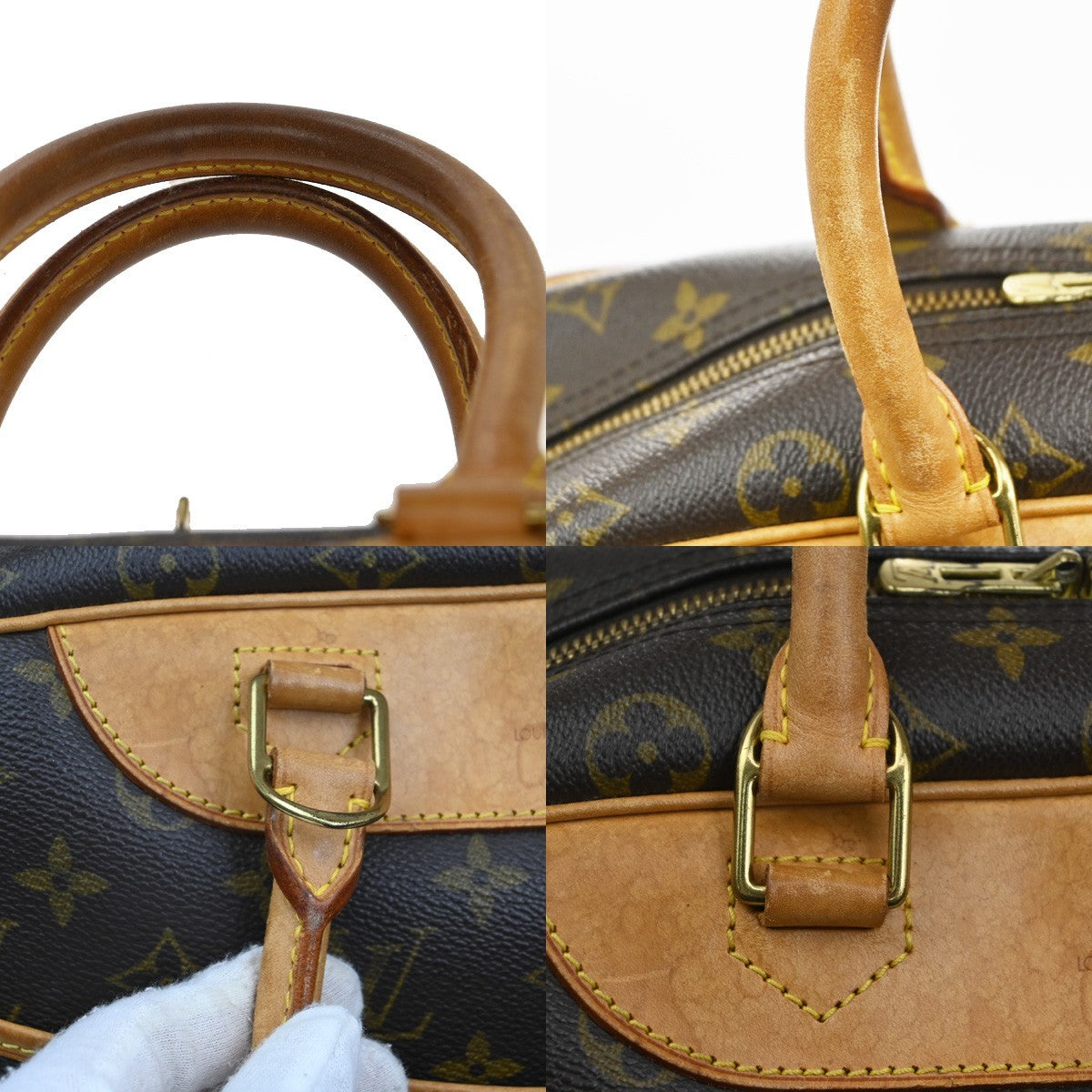 Louis Vuitton Deauville Handbag Monogram Canvas, BROWN, LEATHER, Handbag