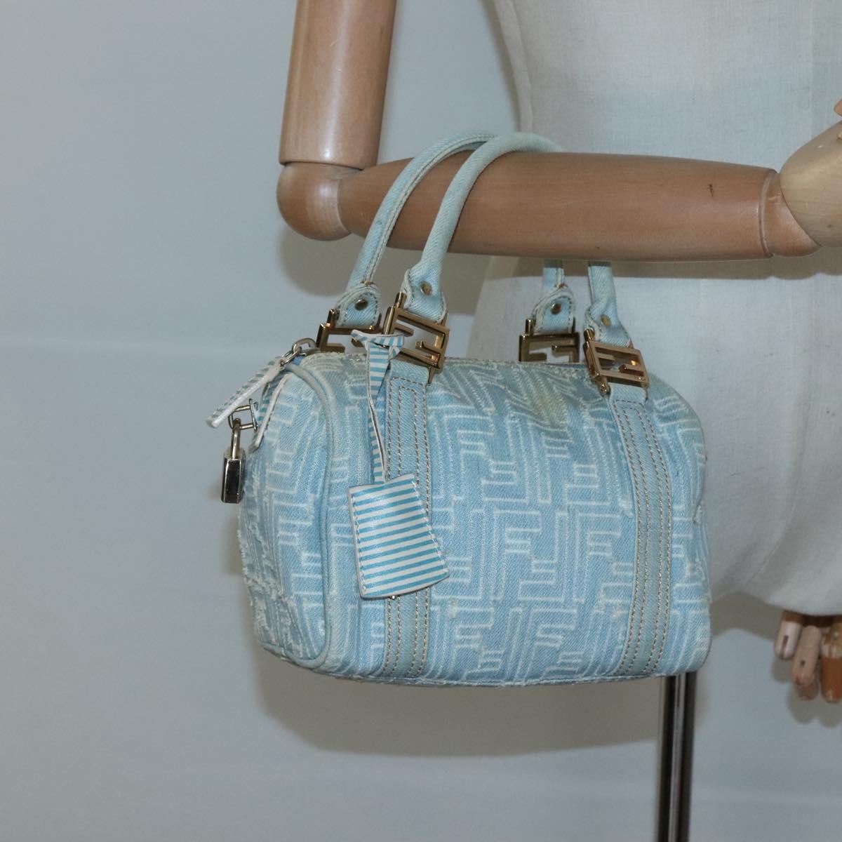 Fendi Boston Bag Denim, BLUE, DENIM_JEANS, Handbag
