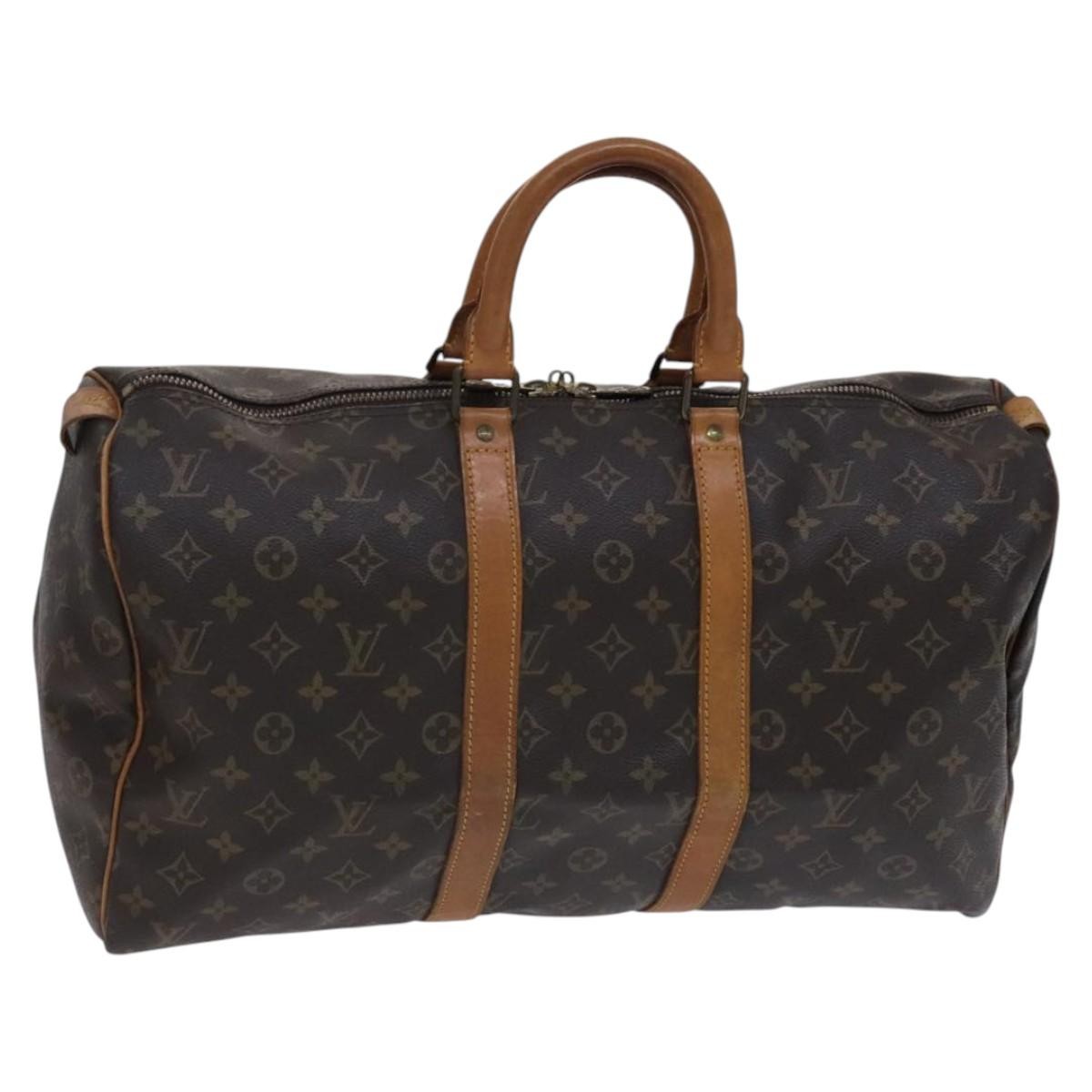 Louis Vuitton Keepall Bag Monogram Canvas, BROWN, CANVAS, Travel bag