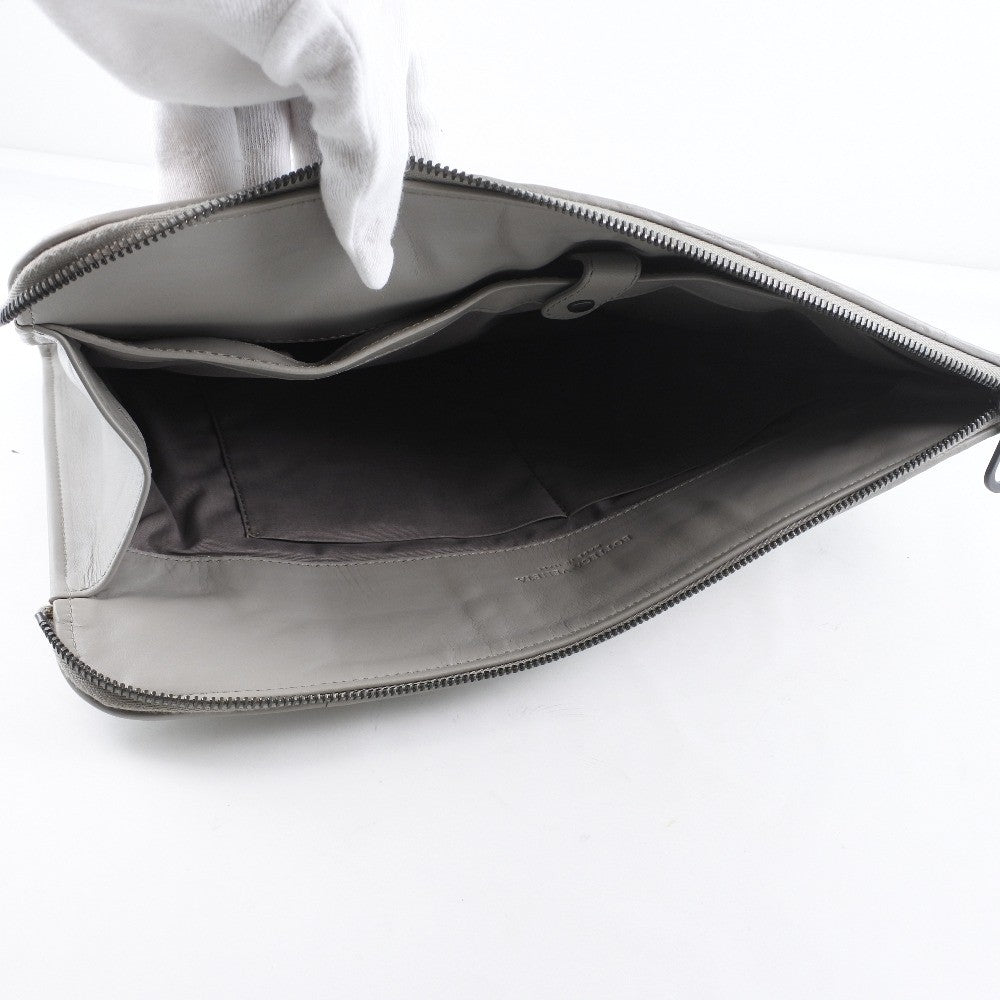 Bottega Veneta Intrecciato Clutch bag Calfskin, GRAY, LEATHER, Clutche & pouche