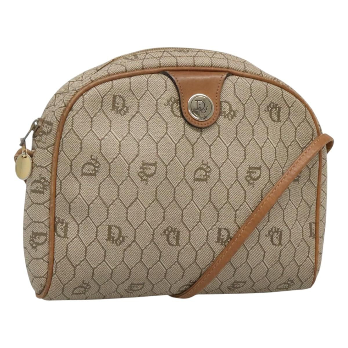 Christian Dior Vintage Honeycomb Shoulder Bag Canvas, BEIGE, CANVAS, Shoulder bag