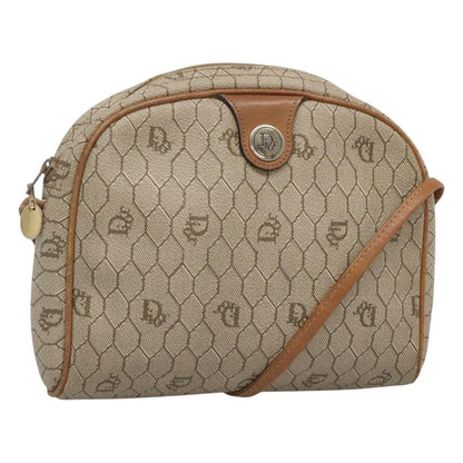 Christian Dior Vintage Honeycomb Shoulder Bag Canvas, BEIGE, CANVAS, Shoulder bag