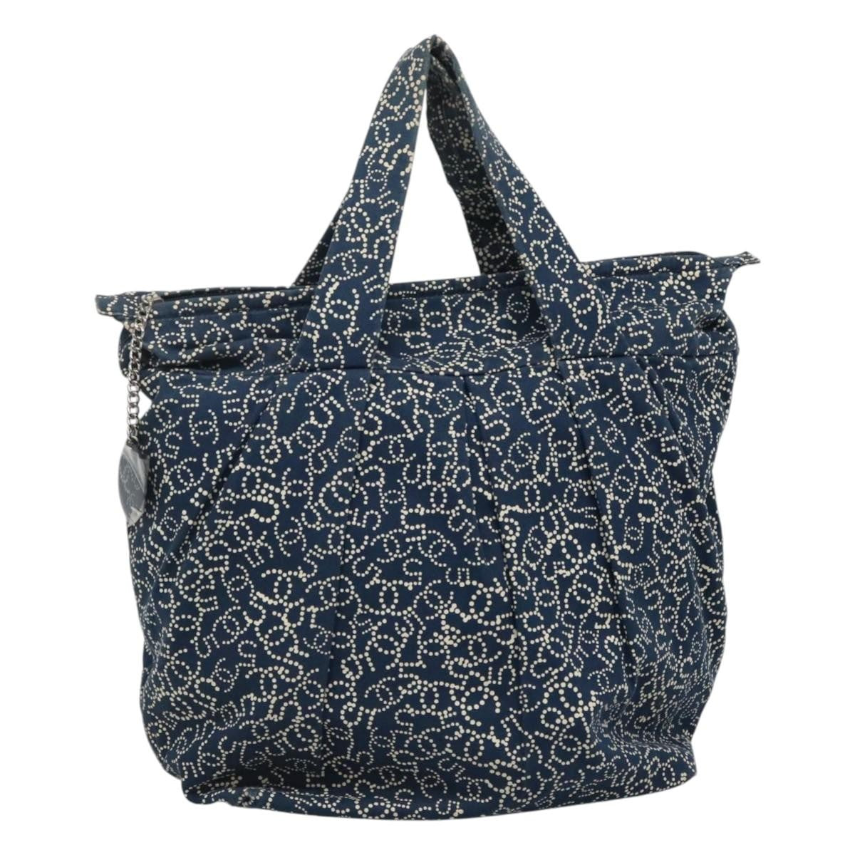 Chanel Vintage Bowler Bag Printed Canvas, NAVY, CANVAS, Handbag