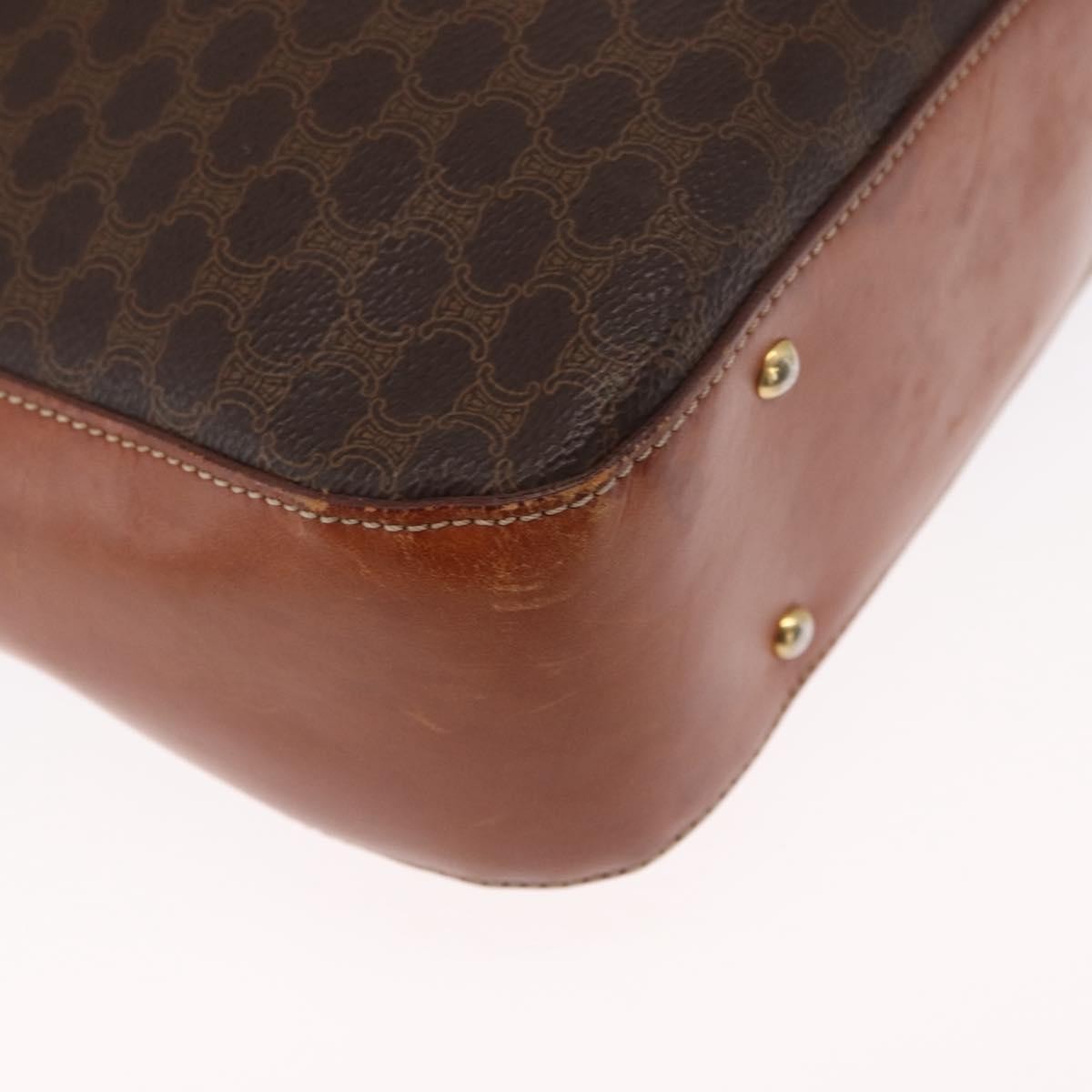 Celine Vintage Macadam Shoulder Bag Canvas and Leather, BROWN, CANVAS, Shoulder bag