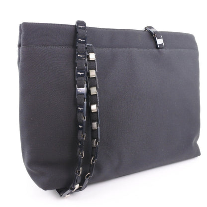 Salvatore Ferragamo Vala Shoulder Bag Canvas, BLACK, CANVAS, Shoulder bag