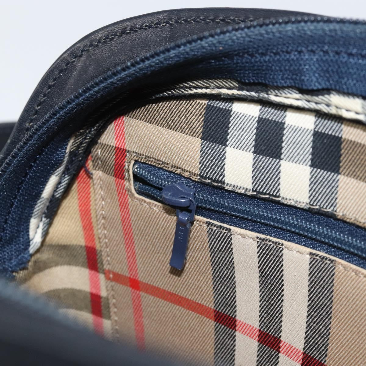 Burberry Vintage Shoulder Bag Leather, NAVY, LEATHER, Shoulder bag