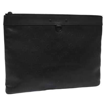 Louis Vuitton Discovery Pochette Monogram Shadow Leather, BLACK, LEATHER, Clutche & pouche