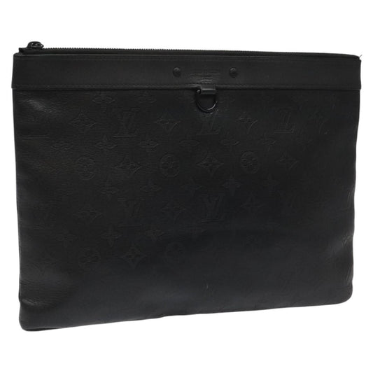 Louis Vuitton Discovery Pochette Monogram Shadow Leather, BLACK, LEATHER, Clutche & pouche