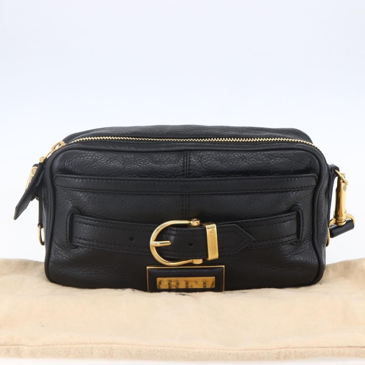 Burberry Vintage Shoulder Bag Leather, BLACK, LEATHER, Shoulder bag