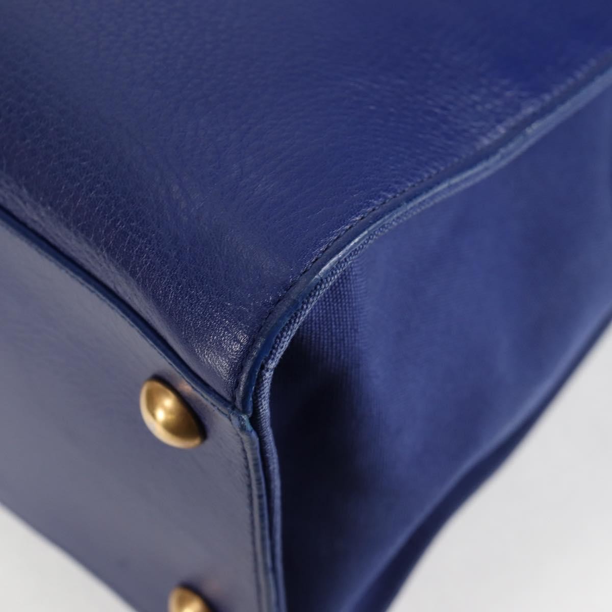 Saint Laurent Muse Two Bag Leather with Canvas, BLUE, LEATHER, Handbag