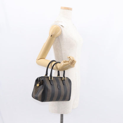 Fendi Vintage Pequin Convertible Boston Bag Coated Canvas, BROWN, CANVAS, Travel bag