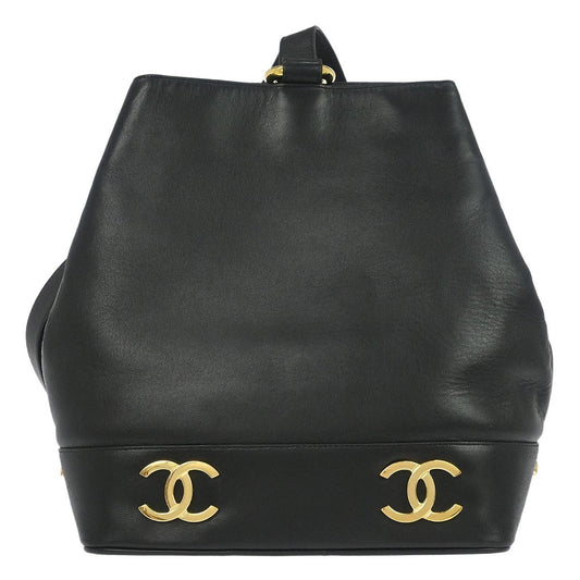 Chanel Vintage CC Bucket Shoulder Bag Leather, BLACK, LEATHER, Shoulder bag
