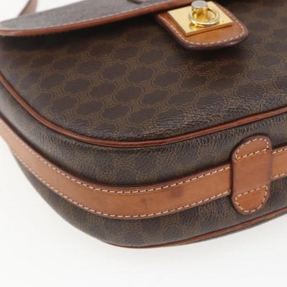 Celine Vintage Macadam Shoulder Bag Canvas and Leather, BROWN, CANVAS, Shoulder bag