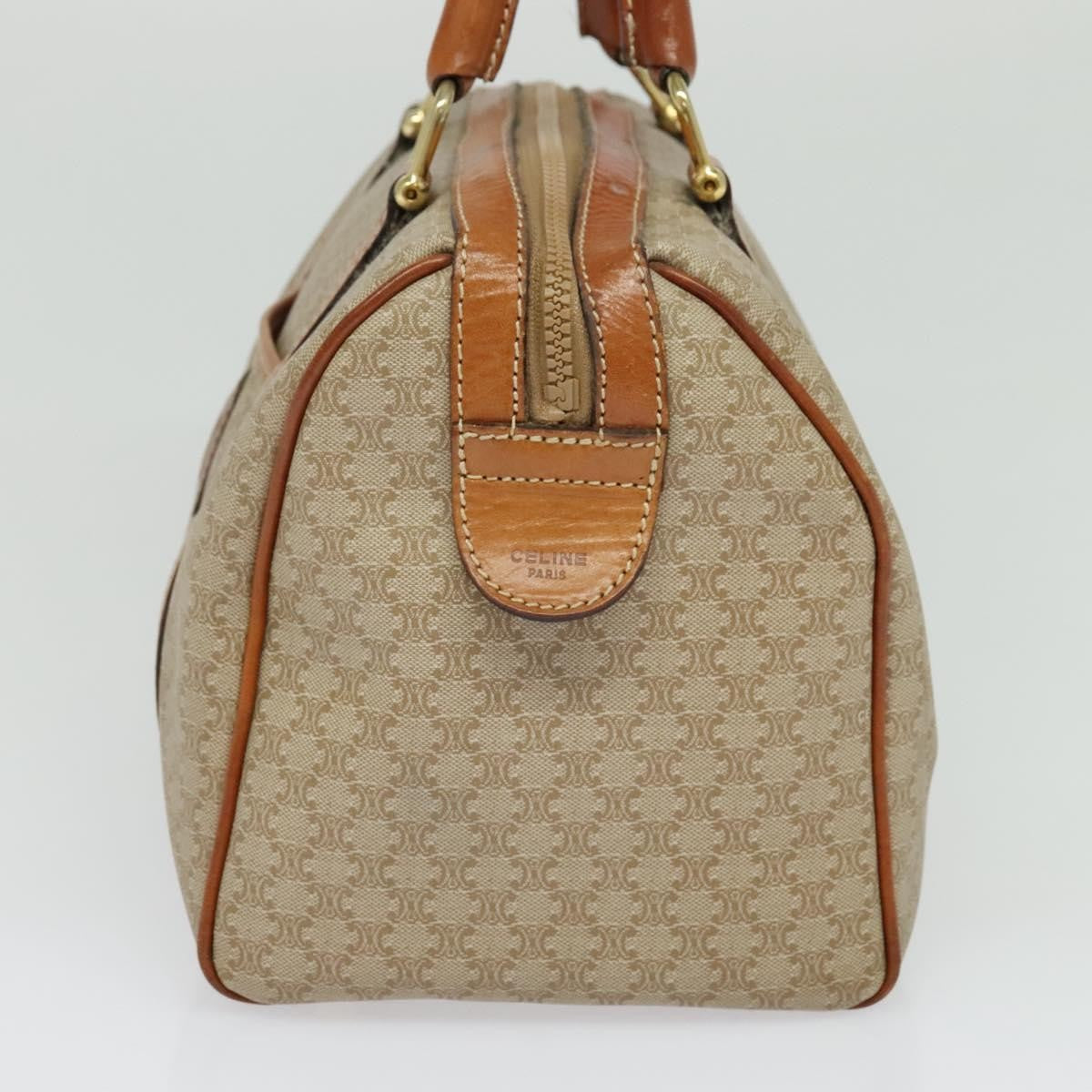 Celine Macadam Handbag Macadam with leather, BEIGE, CANVAS, Handbag