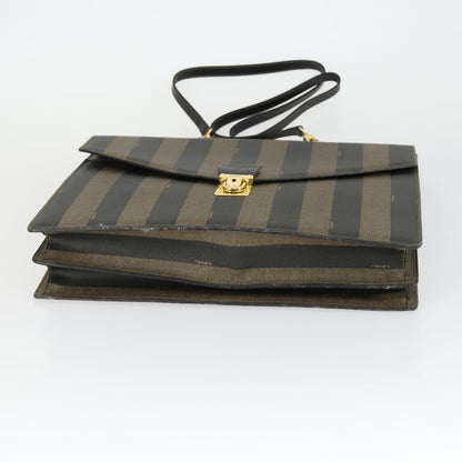 Fendi Vintage Pequin Briefcase Bag Coated Canvas, BROWN, CANVAS, Briefcase