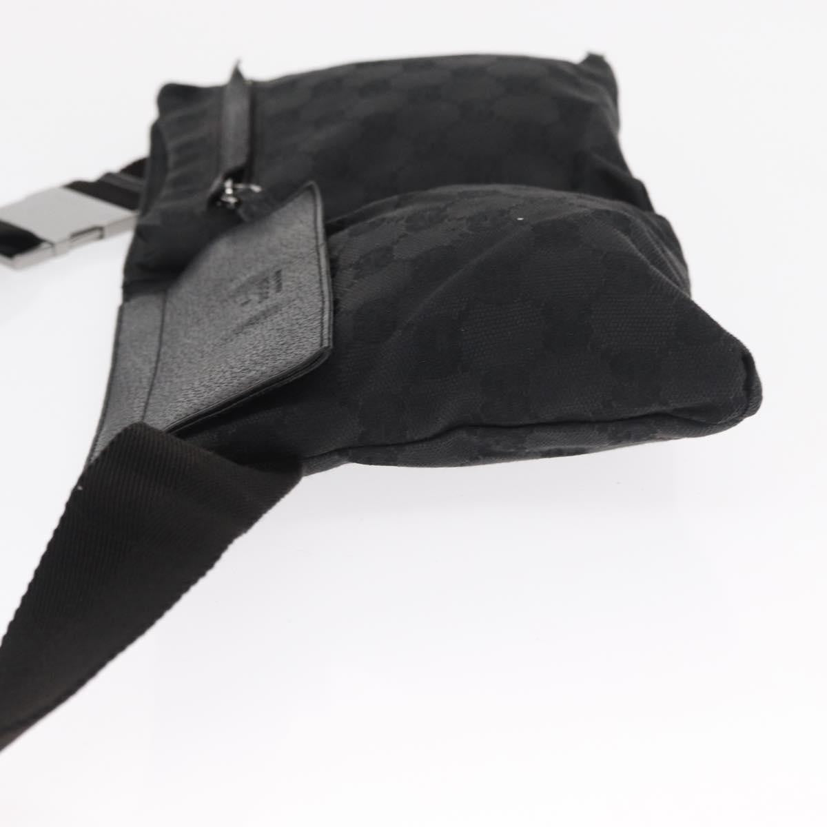 Gucci Vintage Double Belt Bag GG Canvas with Leather, BLACK, CANVAS, Clutche & pouche
