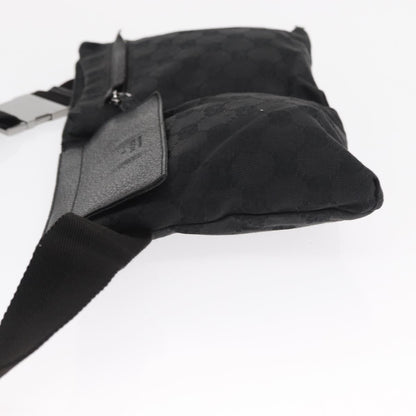Gucci Vintage Double Belt Bag GG Canvas with Leather, BLACK, CANVAS, Clutche & pouche