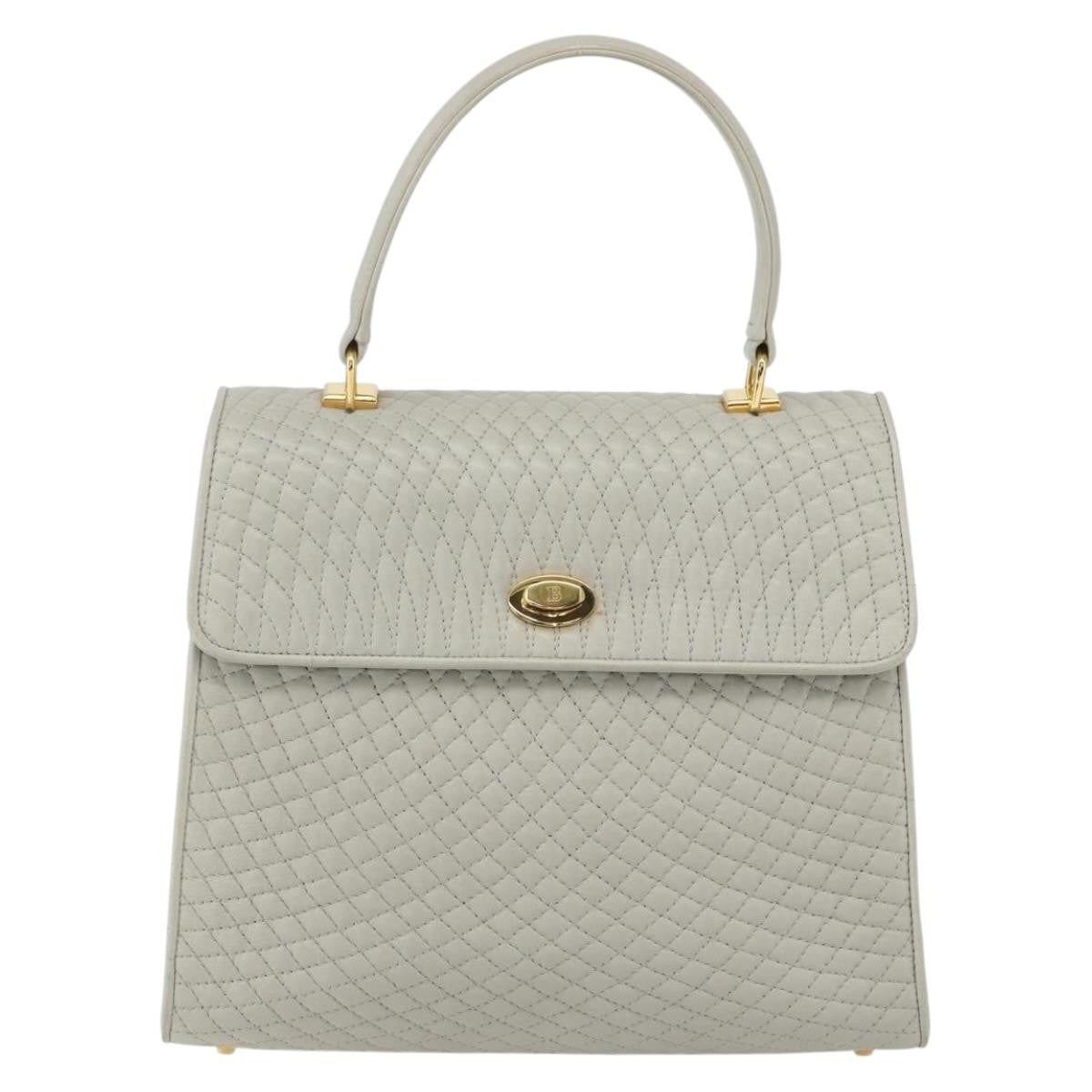 Bally Vintage Handbag Quilted Leather, WHITE, LEATHER, Handbag