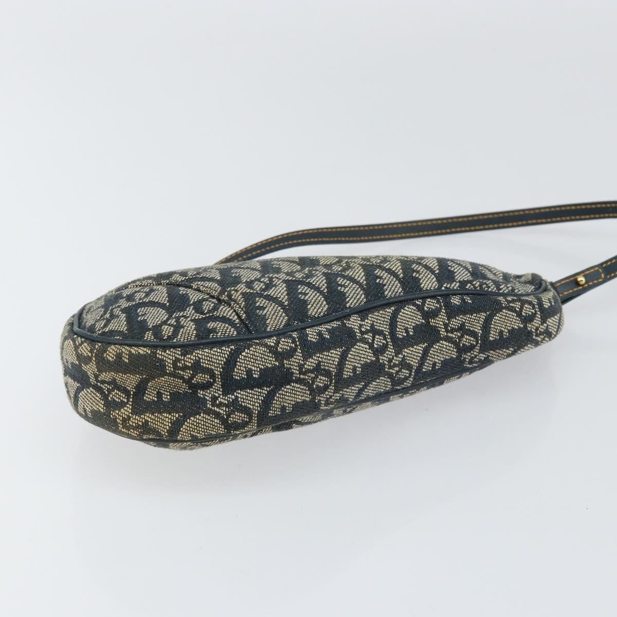 Christian Dior Vintage Saddle Bag Diorissimo Canvas, NAVY, CANVAS, Clutche & pouche