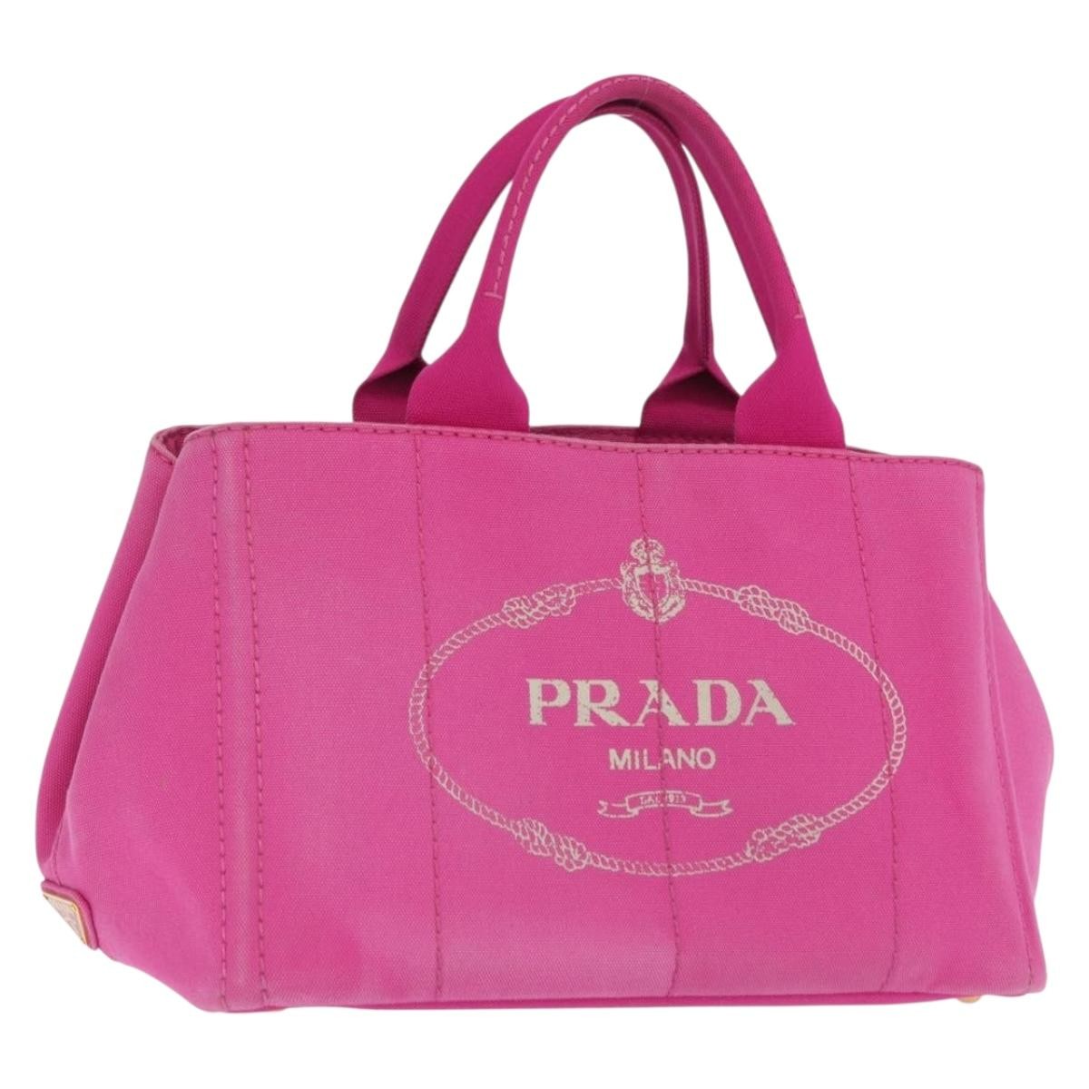 Prada Canapa Open Tote Canvas, PINK, CANVAS, Tote bag