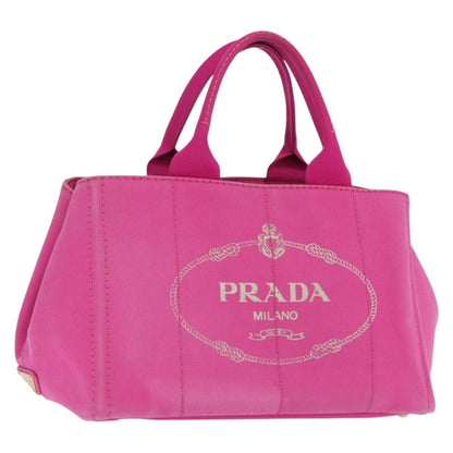 Prada Canapa Open Tote Canvas, PINK, CANVAS, Tote bag