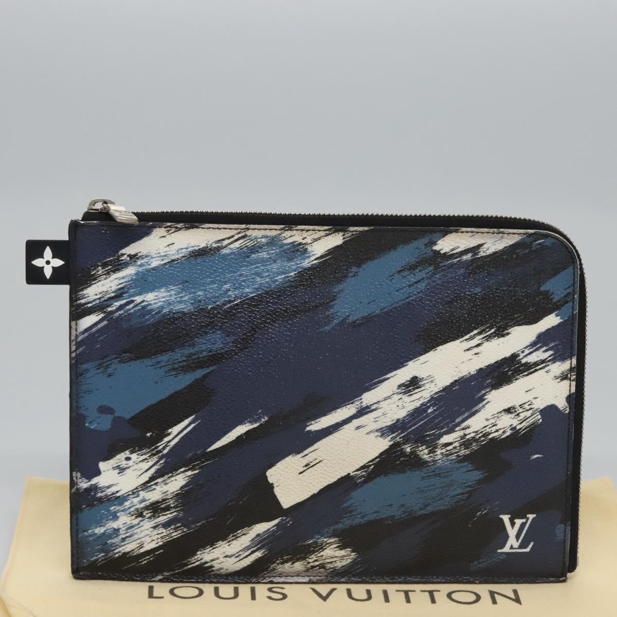 Louis Vuitton Pochette Jour Limited Edition Camouflage Printed Coated Canvas, BLUE, LEATHER, Clutche & pouche