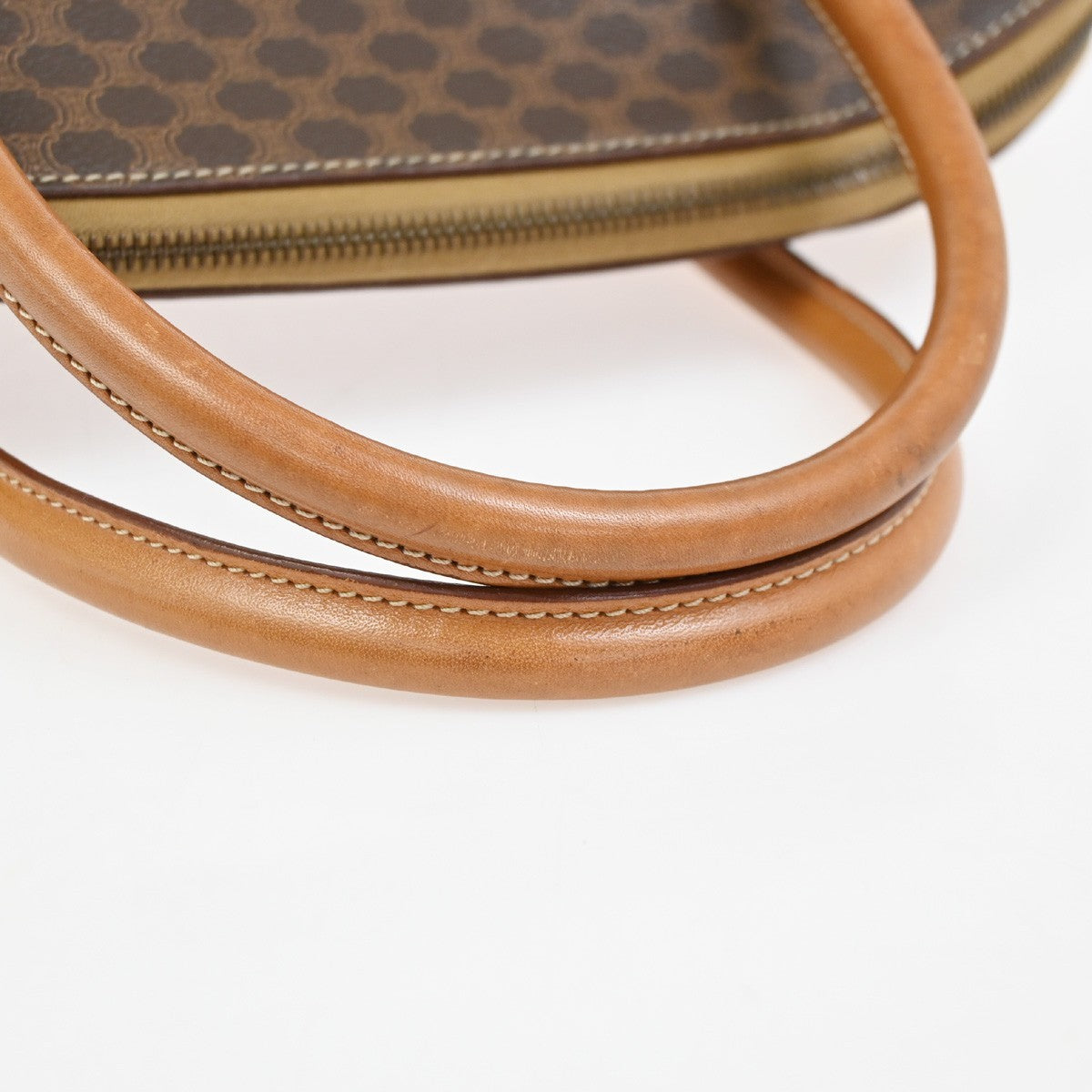 Celine Vintage Macadam Handbag Canvas and Leather, BROWN, CANVAS, Handbag