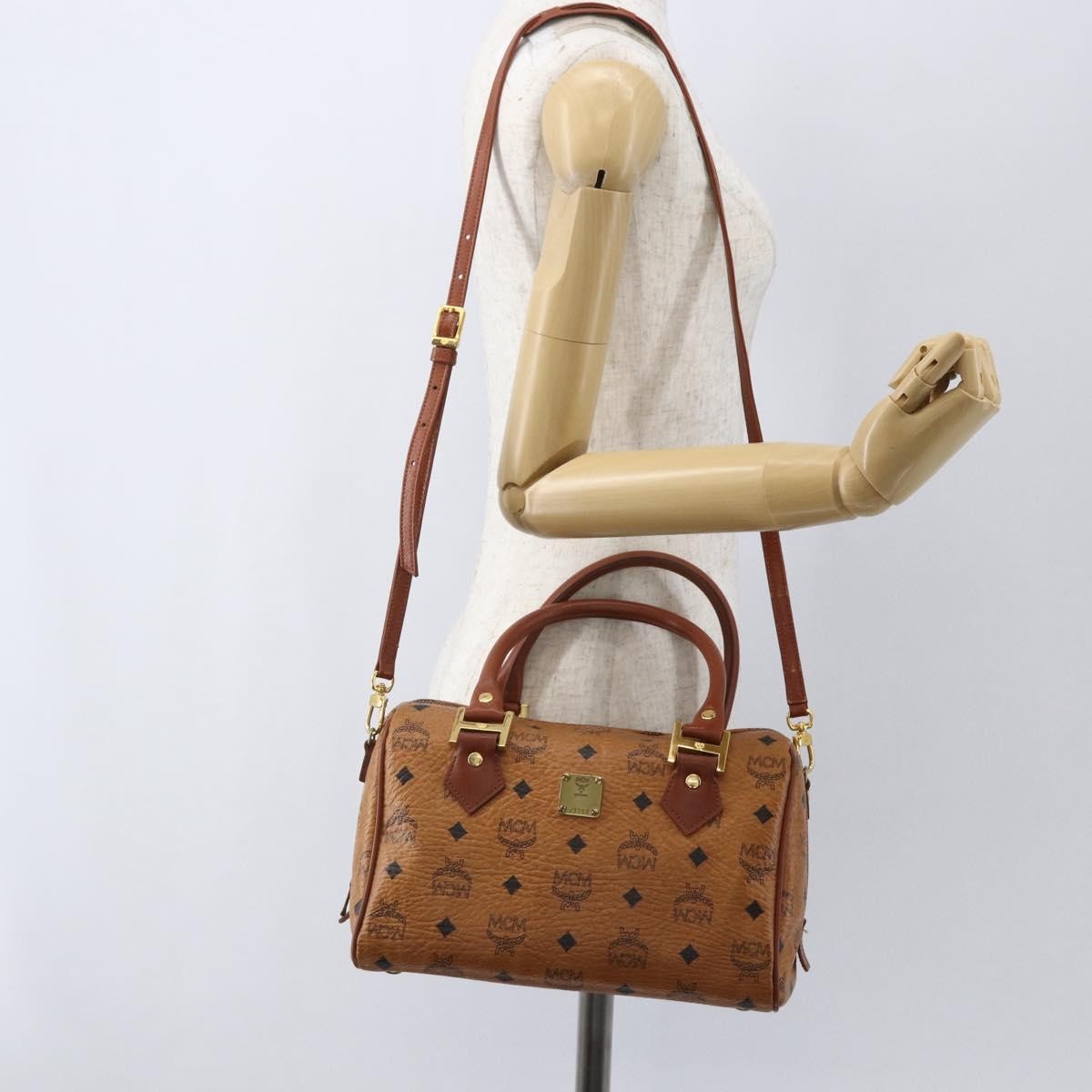 MCM Visetos logogramme Handbag Canvas and Leather, BROWN, CANVAS, Handbag