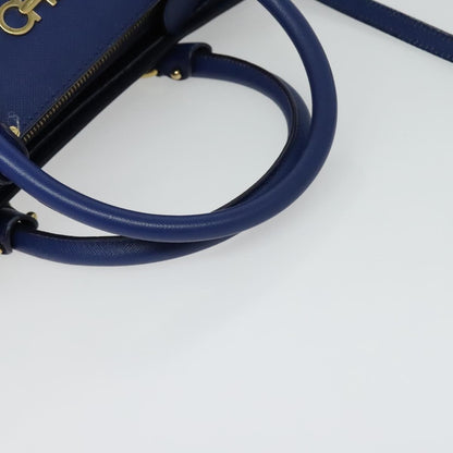 Salvatore Ferragamo Beky Tote Saffiano Leather, BLUE, LEATHER, Tote bag