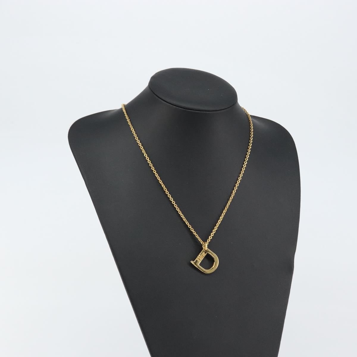 Christian Dior D logo Pendant Necklace Metal, GOLD, METAL, Necklace