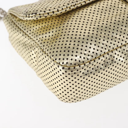 Chanel Drill Flap Bag Perforated Leather, GOLD, LEATHER, Handbag