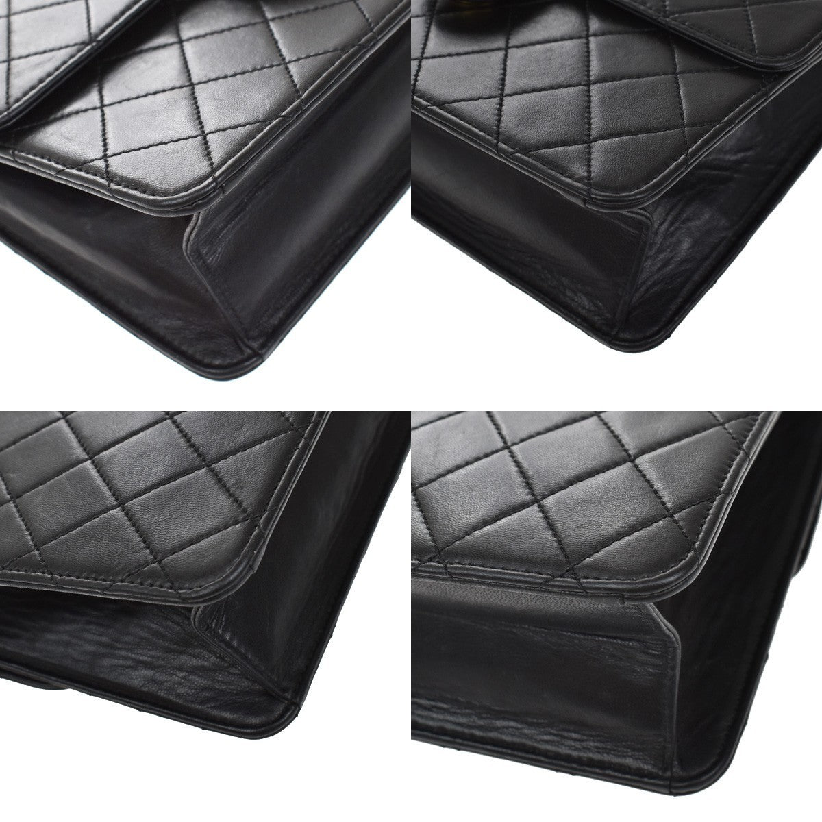 Chanel Vintage Square Classic Flap Bag Quilted Lambskin, BLACK, LEATHER, Shoulder bag