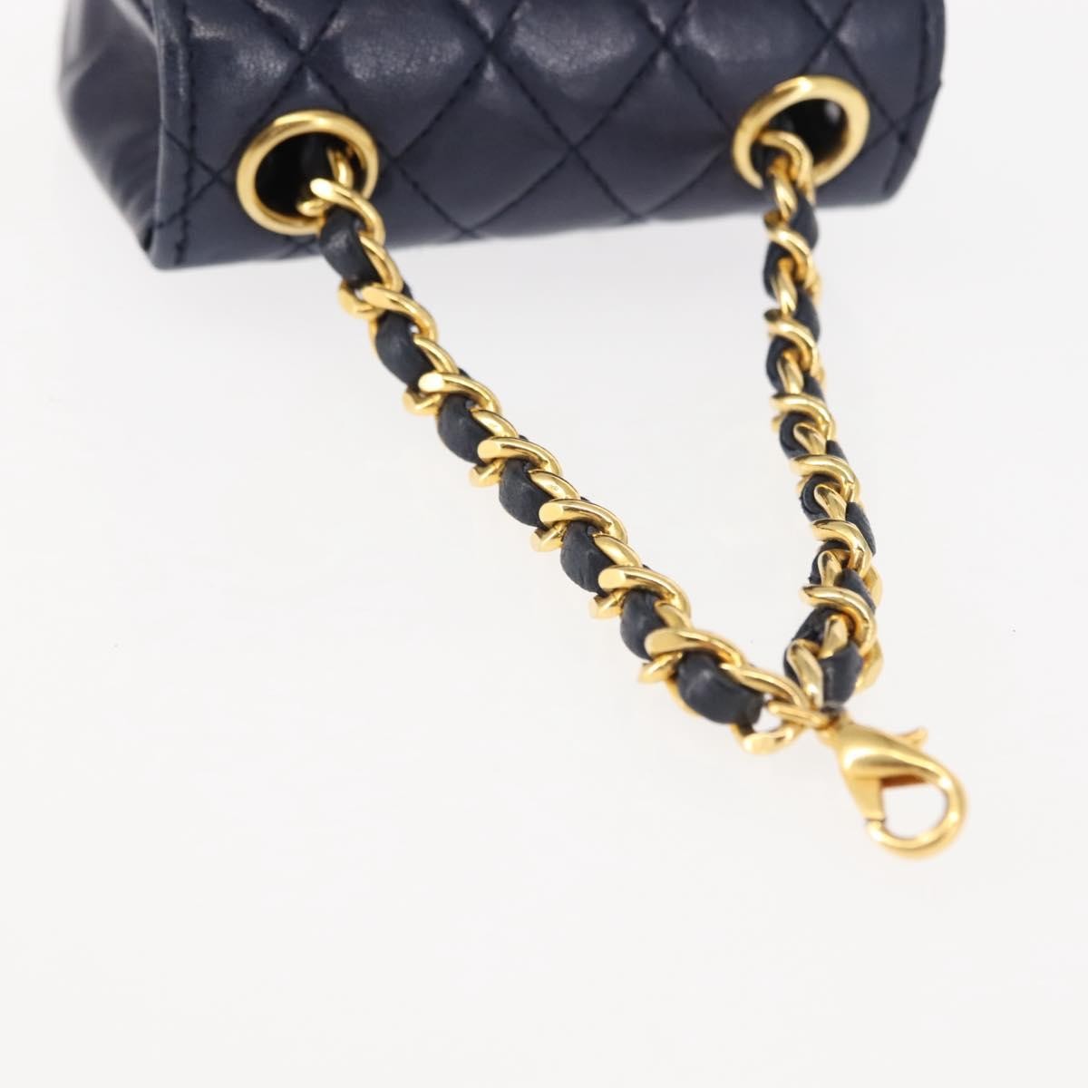 Chanel Square Classic Single Flap Top Handle Bag Quilted Lambskin, NAVY, LEATHER, Clutche & pouche