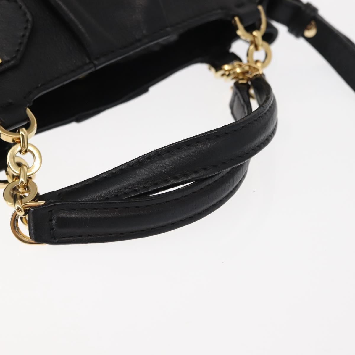 Salvatore Ferragamo W Chain Tote Leather, BLACK, LEATHER, Handbag