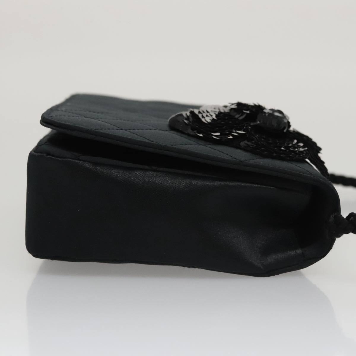 Chanel Camellia Charms Wallet on Chain Silk, BLACK, SATIN, Wallets