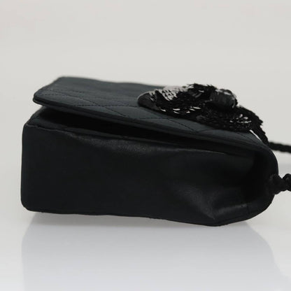 Chanel Camellia Charms Wallet on Chain Silk, BLACK, SATIN, Wallets