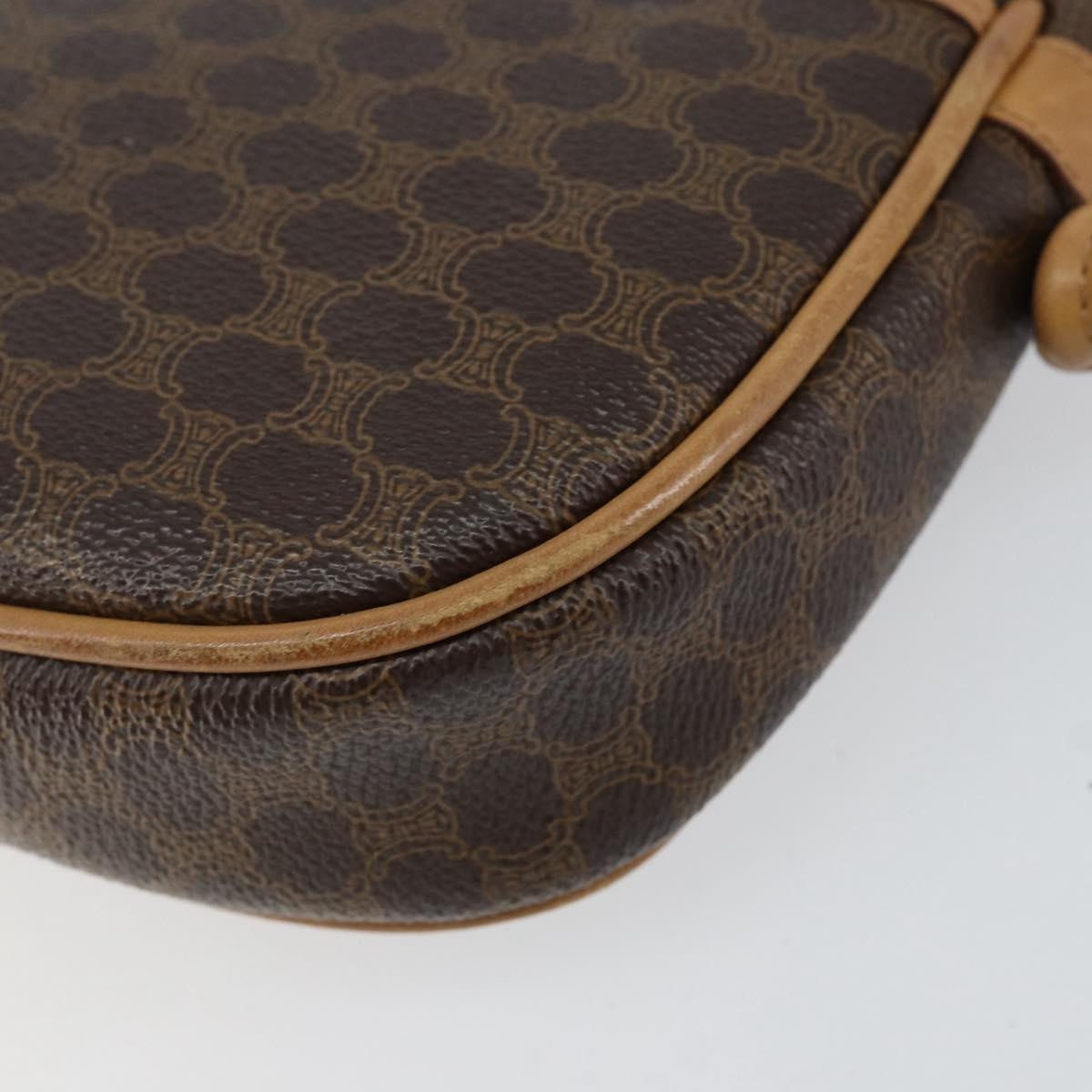 Celine Vintage Macadam Shoulder Bag Canvas and Leather, BROWN, CANVAS, Shoulder bag