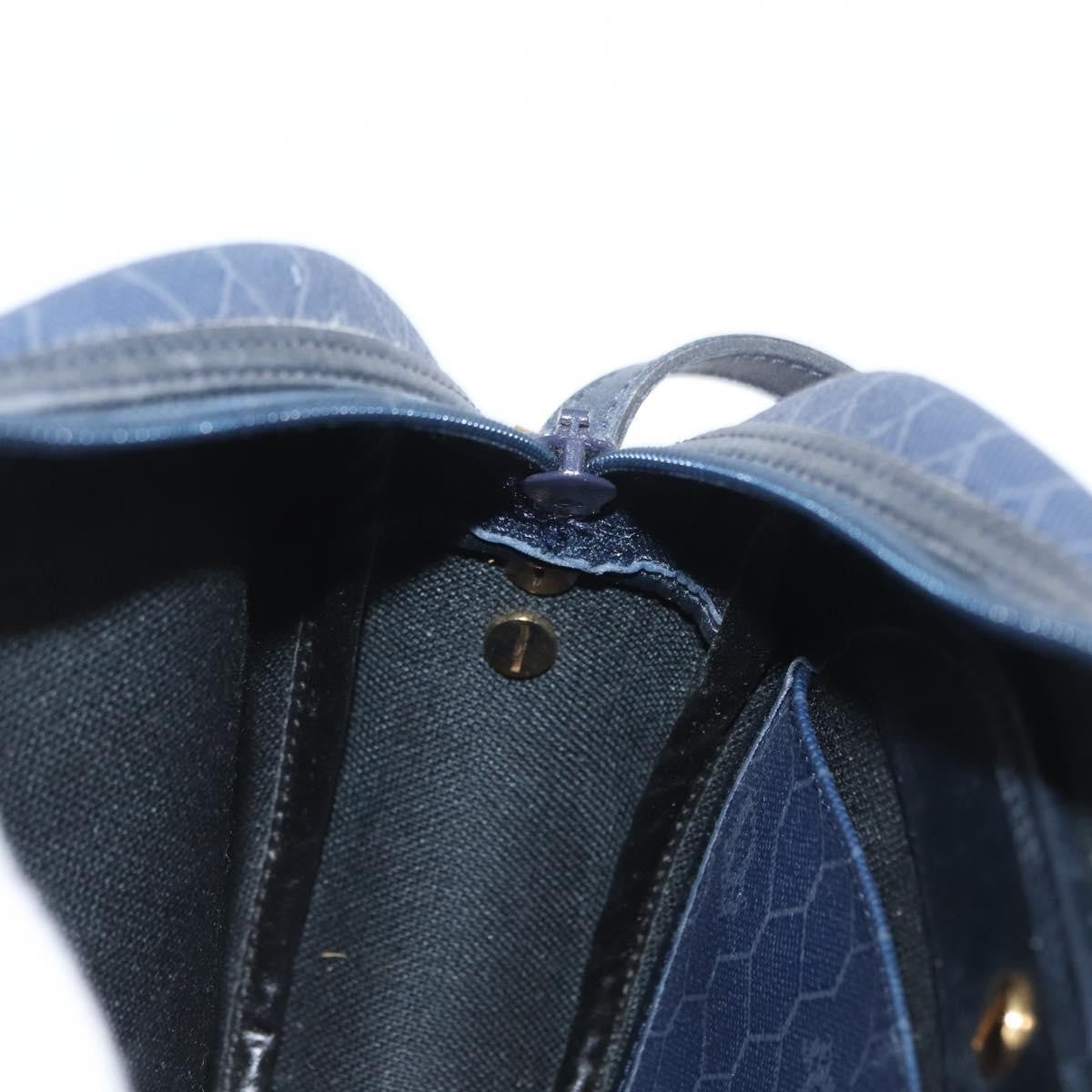 Christian Dior Vintage Honeycomb Shoulder Bag Canvas, NAVY, CANVAS, Shoulder bag
