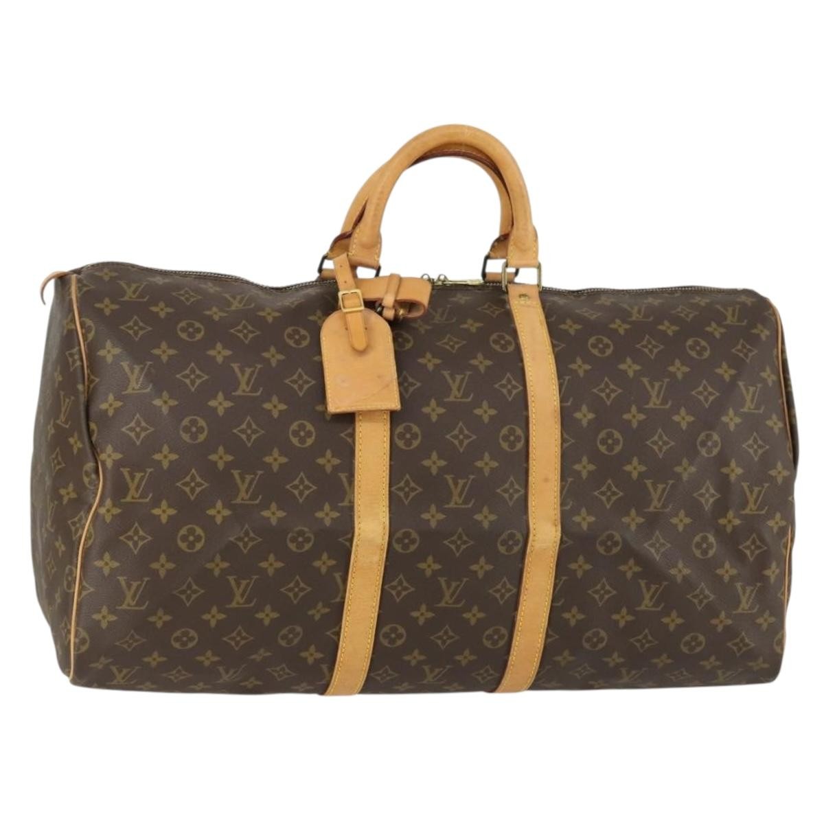 Louis Vuitton Keepall Bag Monogram Canvas, BROWN, CANVAS, Travel bag