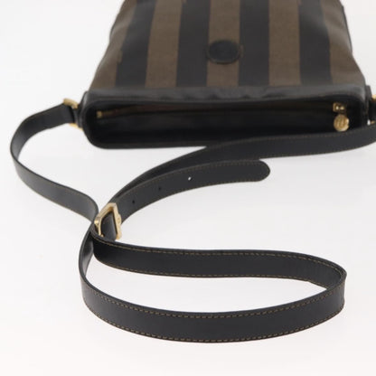 Fendi Pequin Shoulder Bag Canvas, BROWN, PVC, Shoulder bag