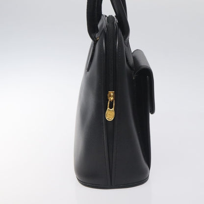 Celine Circle Logo Handbag Leather, BLACK, LEATHER, Handbag